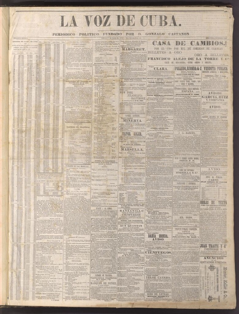 Miniatura de La Voz de Cuba: diario conservador del 1 de julio de 1875