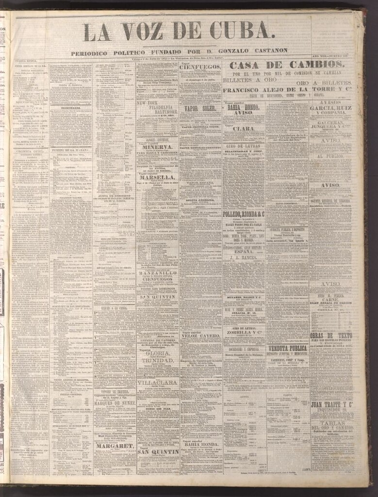 Miniatura de La Voz de Cuba: diario conservador del 2 de julio de 1875