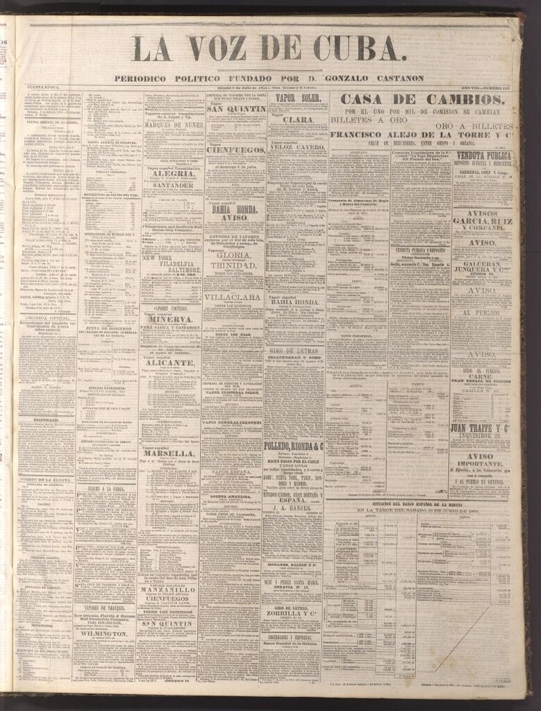 Miniatura de La Voz de Cuba: diario conservador del 3 de julio de 1875