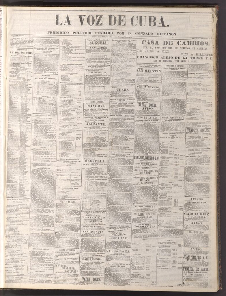 Miniatura de La Voz de Cuba: diario conservador del 4 de julio de 1875
