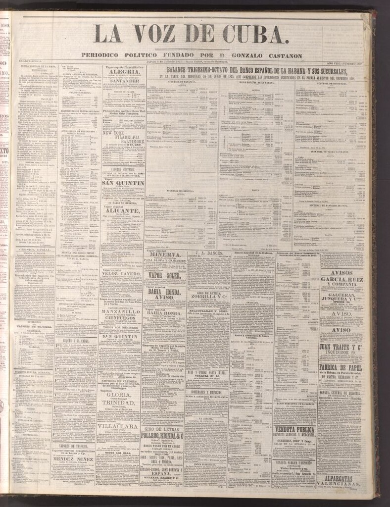Miniatura de La Voz de Cuba: diario conservador del 8 de julio de 1875