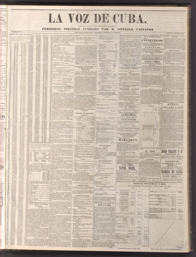 Miniatura de La Voz de Cuba: diario conservador del 15 de julio de 1875