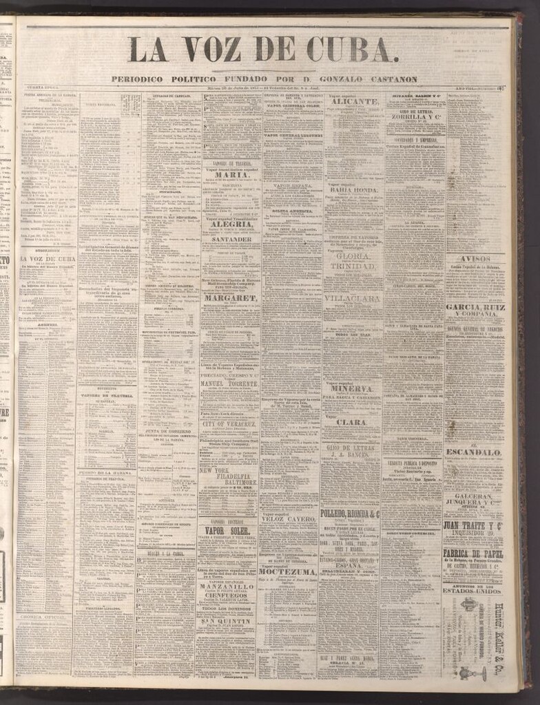 Miniatura de La Voz de Cuba: diario conservador del 20 de julio de 1875