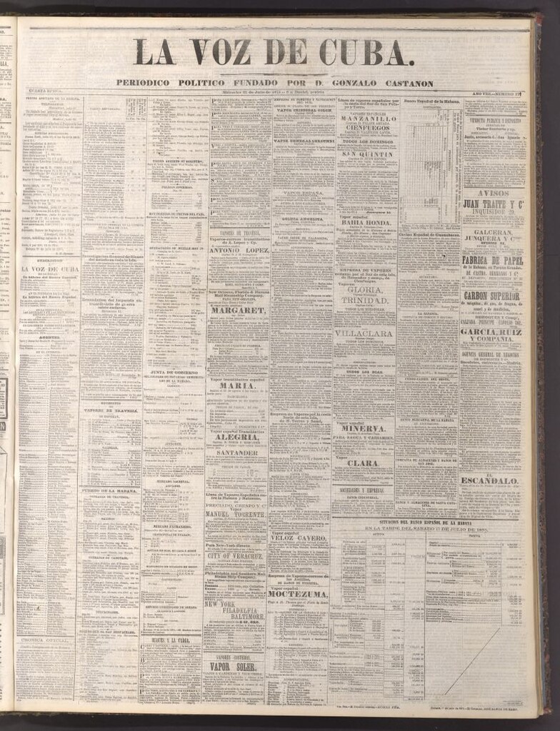 Miniatura de La Voz de Cuba: diario conservador del 21 de julio de 1875