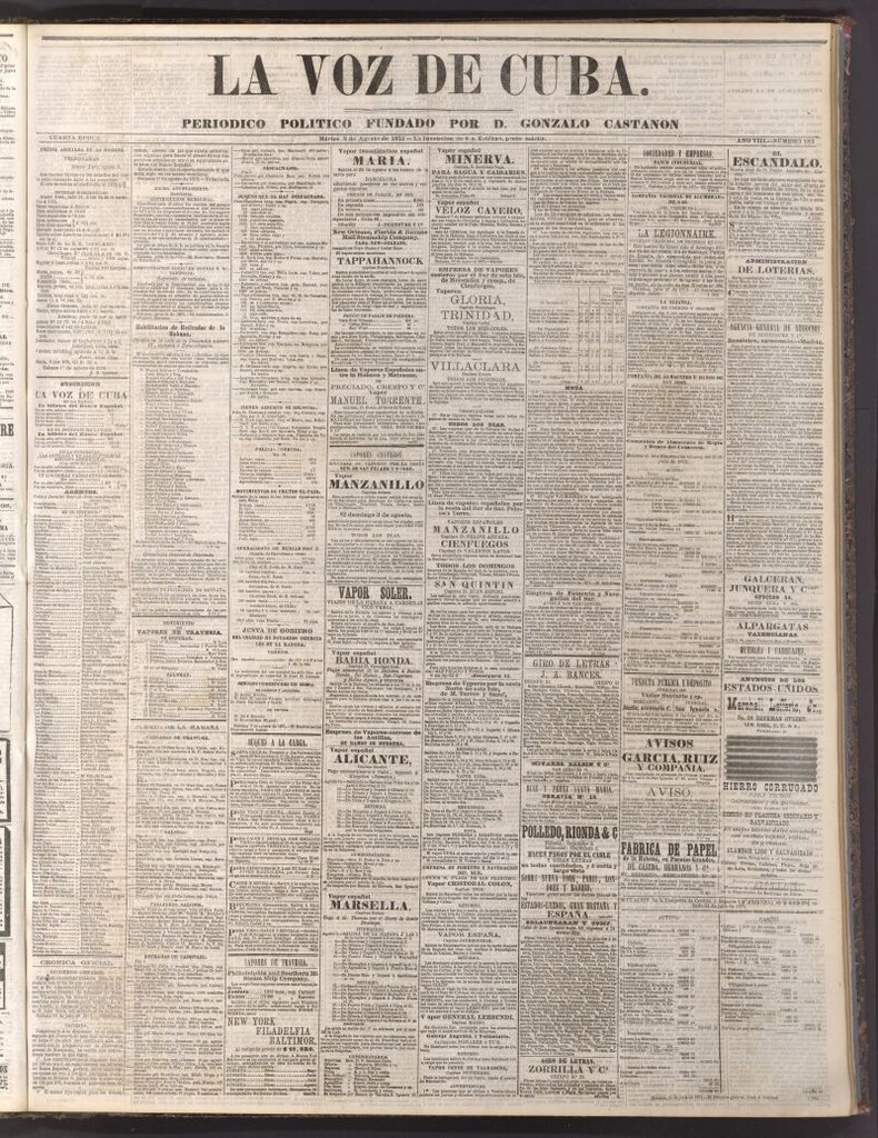 Miniatura de La Voz de Cuba: diario conservador del 3 de agosto de 1875
