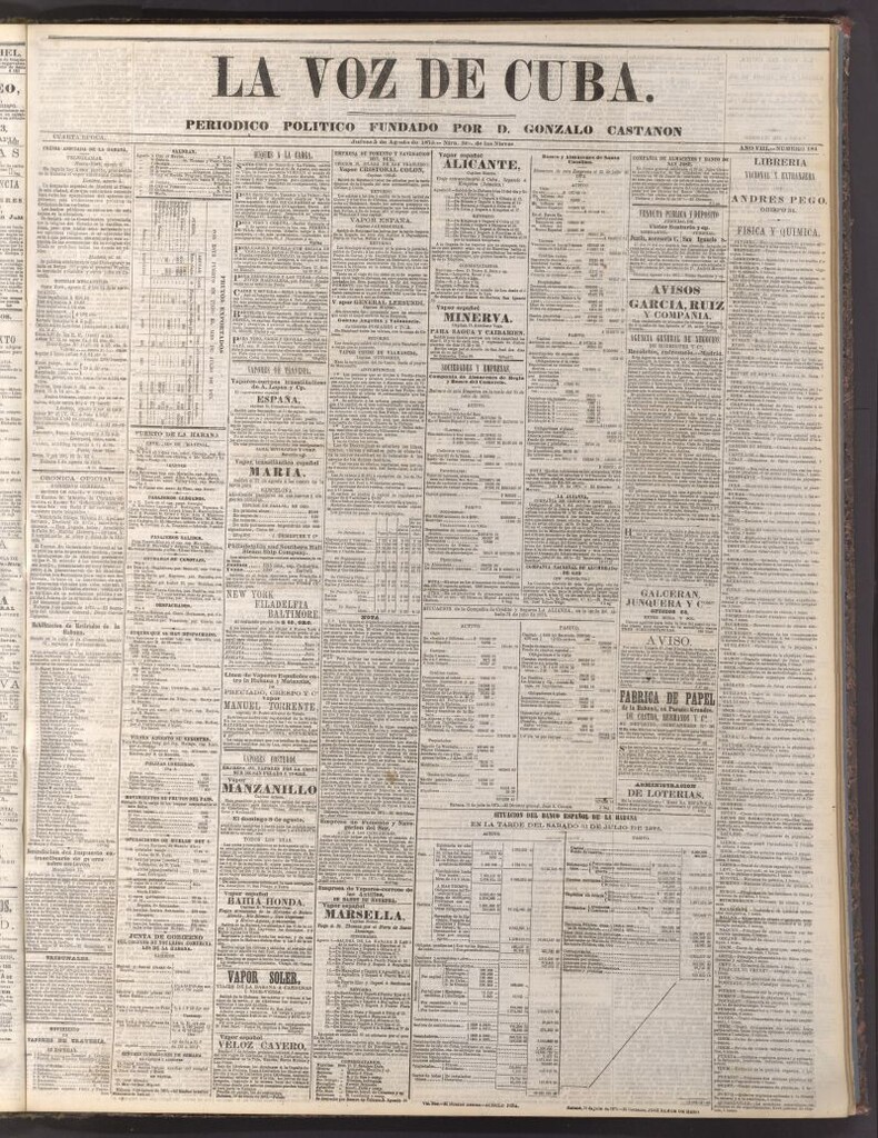 Miniatura de La Voz de Cuba: diario conservador del 5 de agosto de 1875