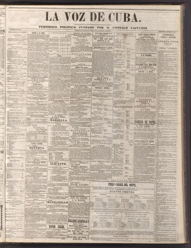 Miniatura de La Voz de Cuba: diario conservador del 7 de agosto de 1875