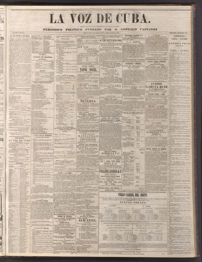 Miniatura de La Voz de Cuba: diario conservador del 10 de agosto de 1875