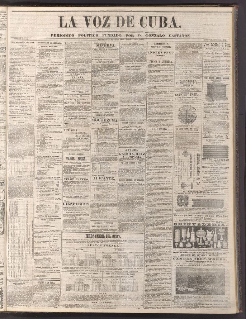 Miniatura de La Voz de Cuba: diario conservador del 11 de agosto de 1875