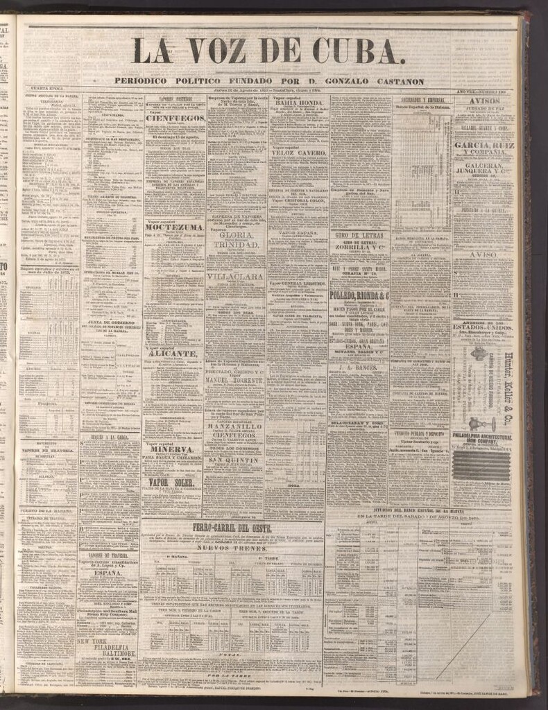 Miniatura de La Voz de Cuba: diario conservador del 12 de agosto de 1875