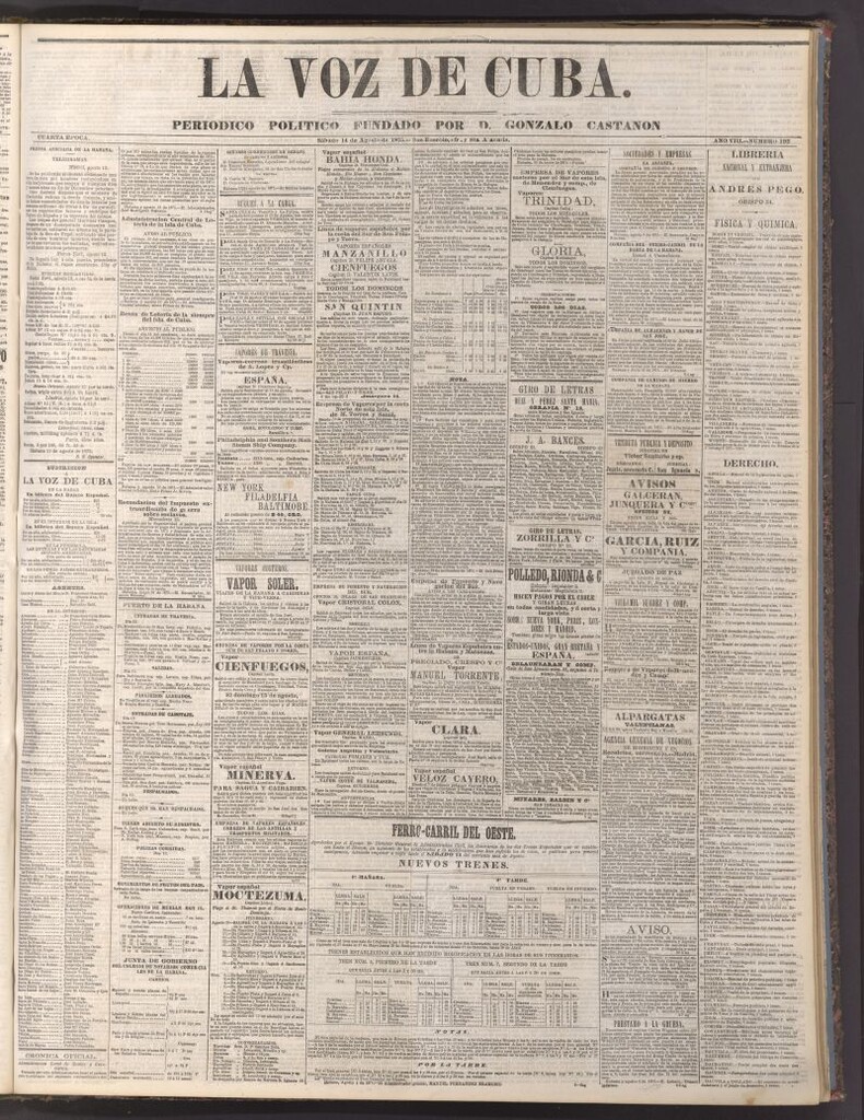 Miniatura de La Voz de Cuba: diario conservador del 14 de agosto de 1875