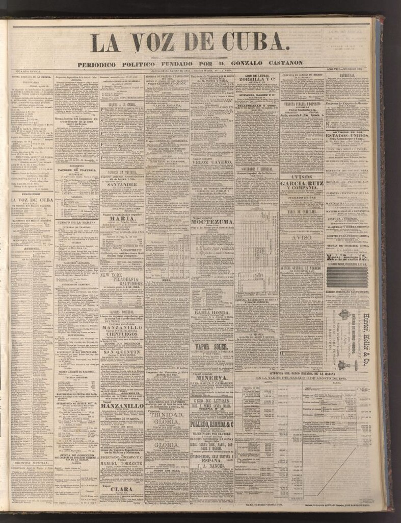 Miniatura de La Voz de Cuba: diario conservador del 19 de agosto de 1875