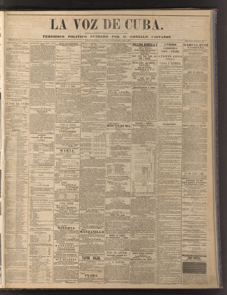 Miniatura de La Voz de Cuba: diario conservador del 20 de agosto de 1875