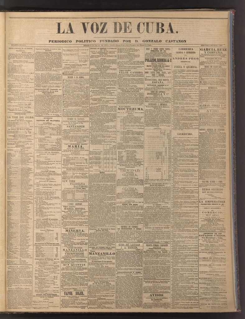 Miniatura de La Voz de Cuba: diario conservador del 21 de agosto de 1875