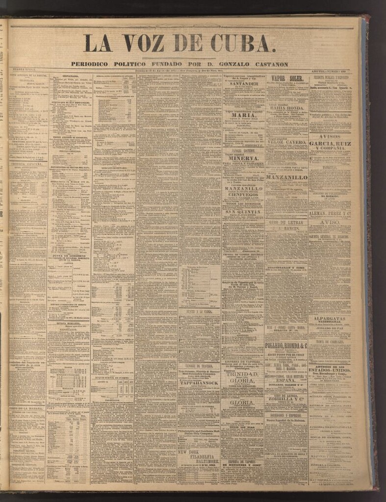 Miniatura de La Voz de Cuba: diario conservador del 22 de agosto de 1875