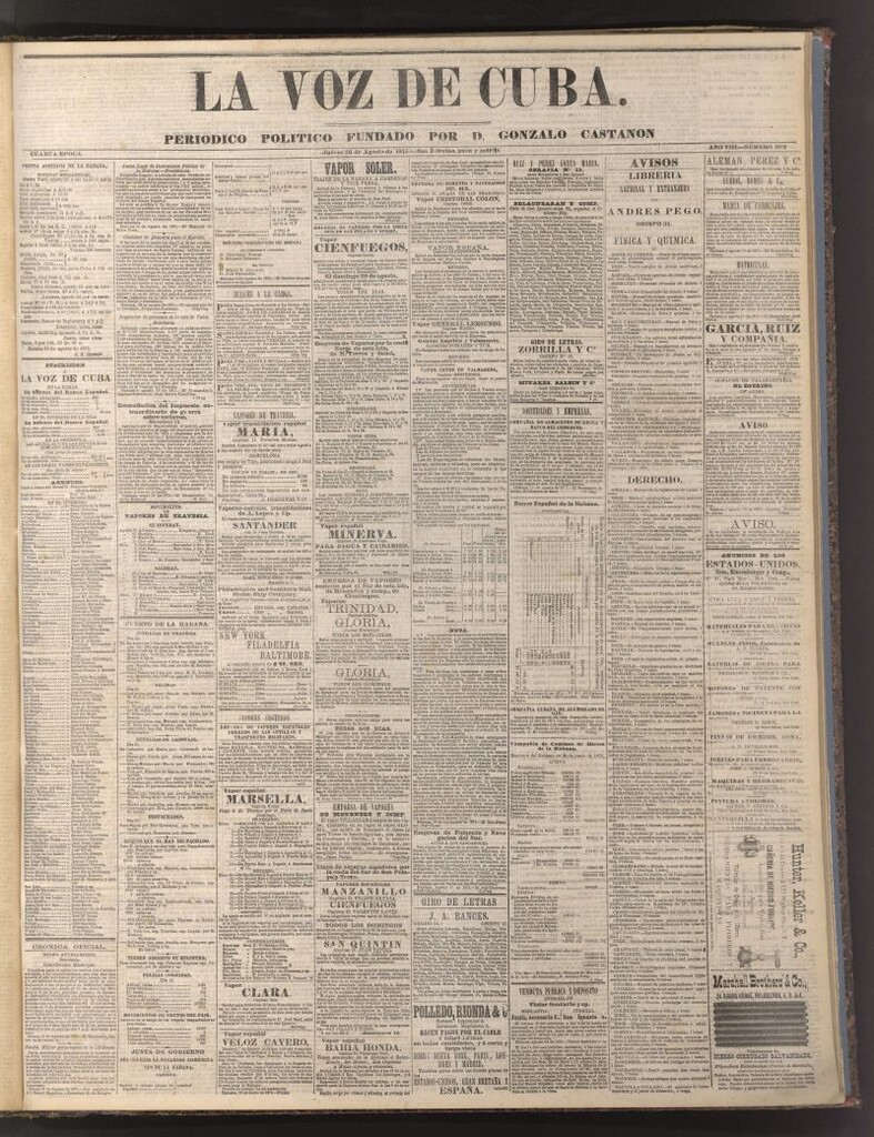 Miniatura de La Voz de Cuba: diario conservador del 26 de agosto de 1875