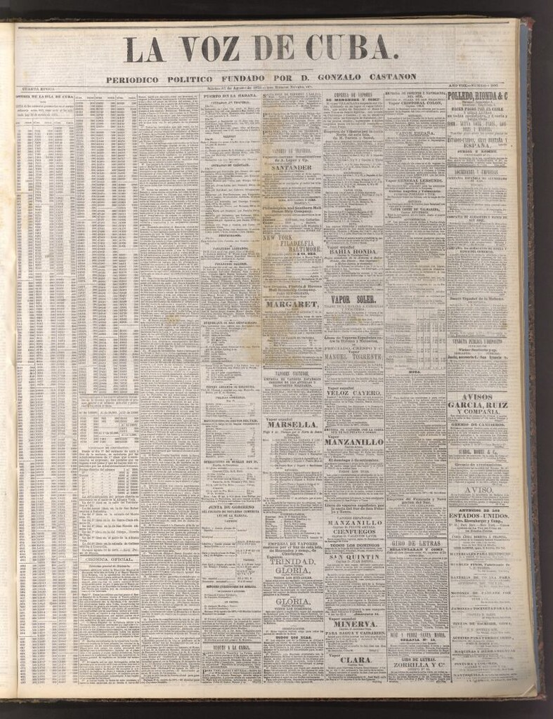 Miniatura de La Voz de Cuba: diario conservador del 31 de agosto de 1875