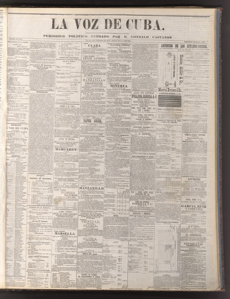 Miniatura de La Voz de Cuba: diario conservador del 3 de septiembre de 1875