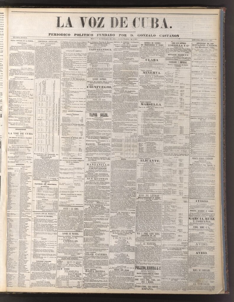 Miniatura de La Voz de Cuba: diario conservador del 7 de septiembre de 1875