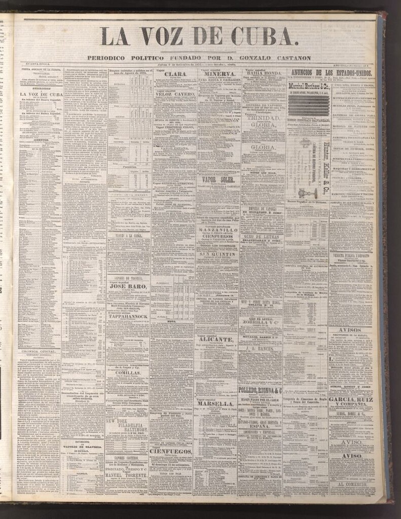 Miniatura de La Voz de Cuba: diario conservador del 9 de septiembre de 1875