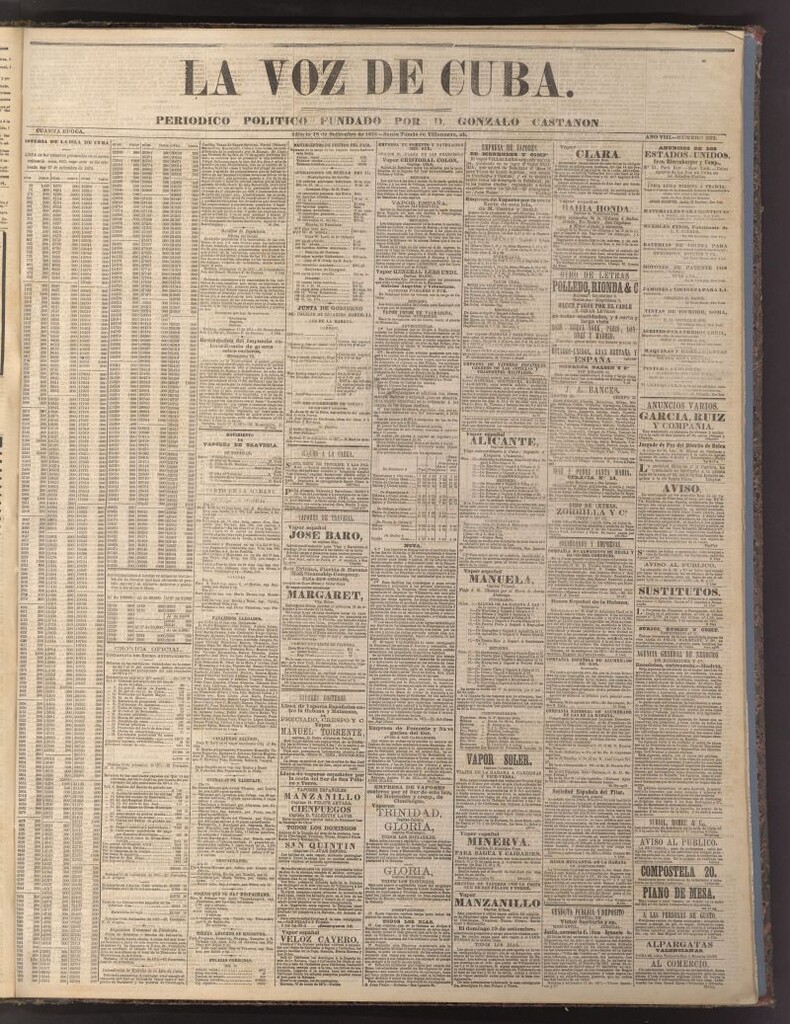 Miniatura de La Voz de Cuba: diario conservador del 18 de septiembre de 1875