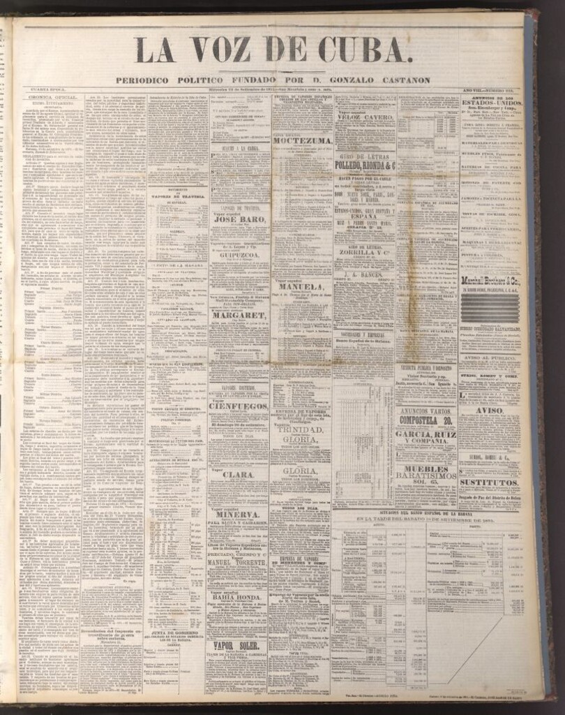 Miniatura de La Voz de Cuba: diario conservador del 22 de septiembre de 1875