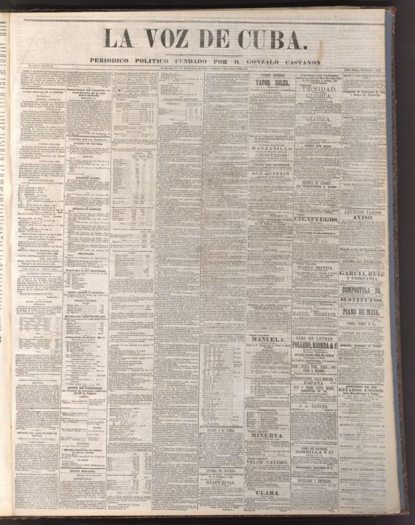 Miniatura de La Voz de Cuba: diario conservador del 26 de septiembre de 1875