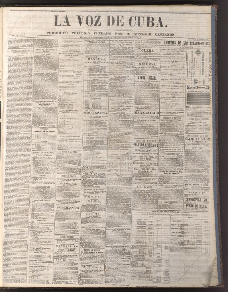 Miniatura de La Voz de Cuba: diario conservador del 29 de septiembre de 1875