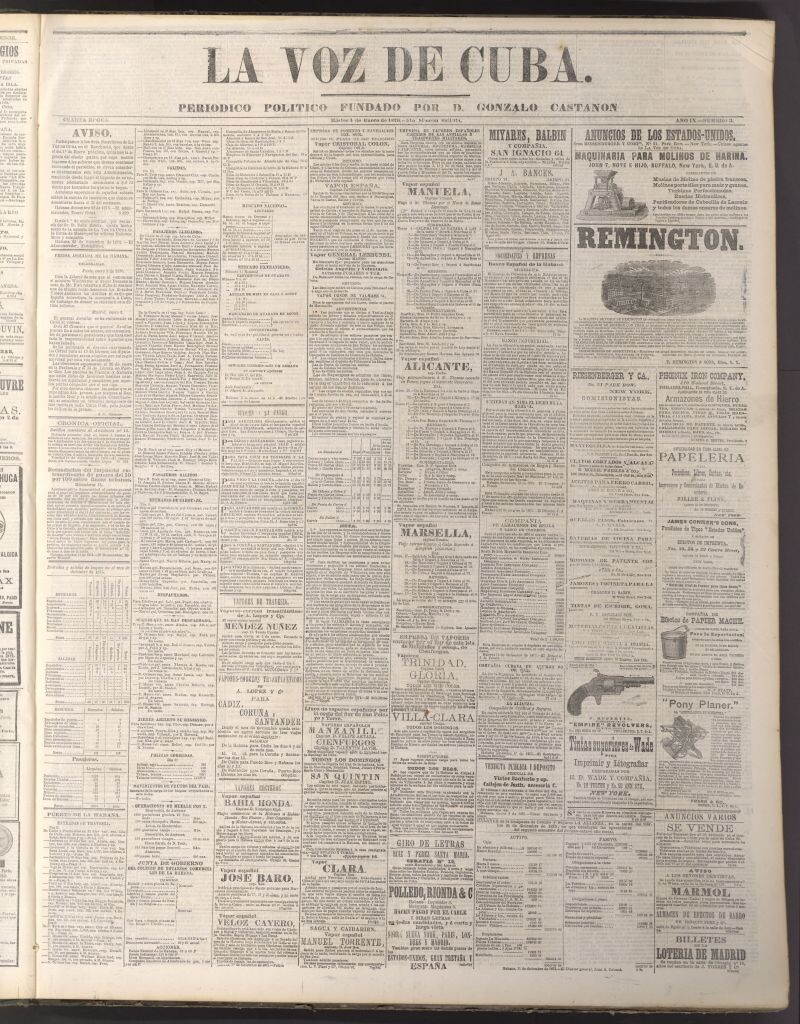 Miniatura de La Voz de Cuba: diario conservador del 4 de enero de 1876