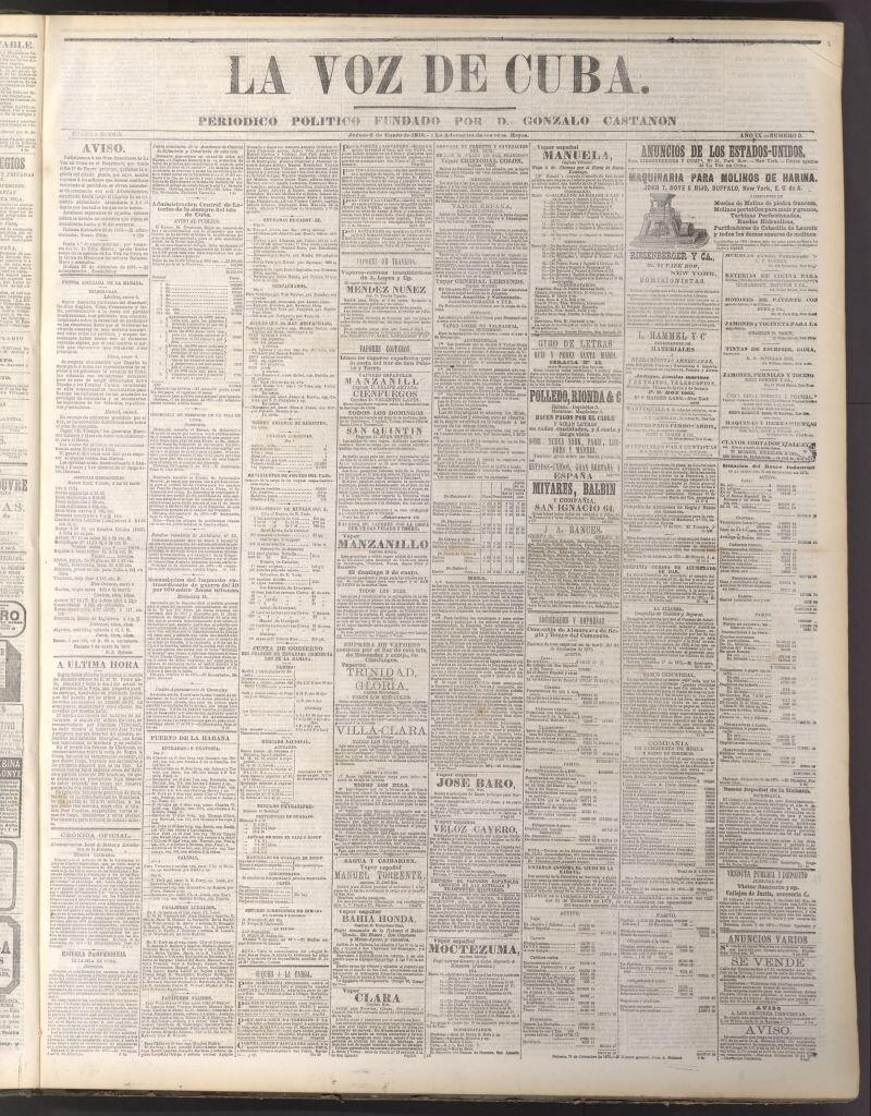 Miniatura de La Voz de Cuba: diario conservador del 6 de enero de 1876
