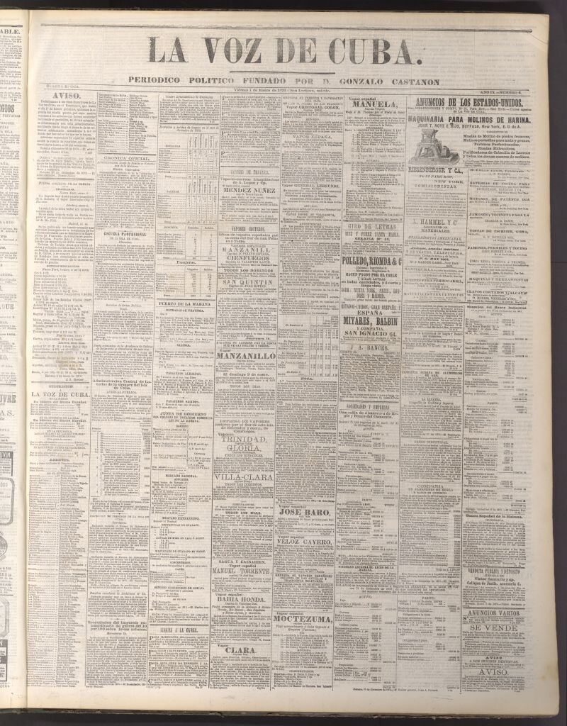 Miniatura de La Voz de Cuba: diario conservador del 7 de enero de 1876
