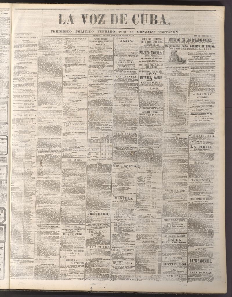 Miniatura de La Voz de Cuba: diario conservador del 12 de enero de 1876