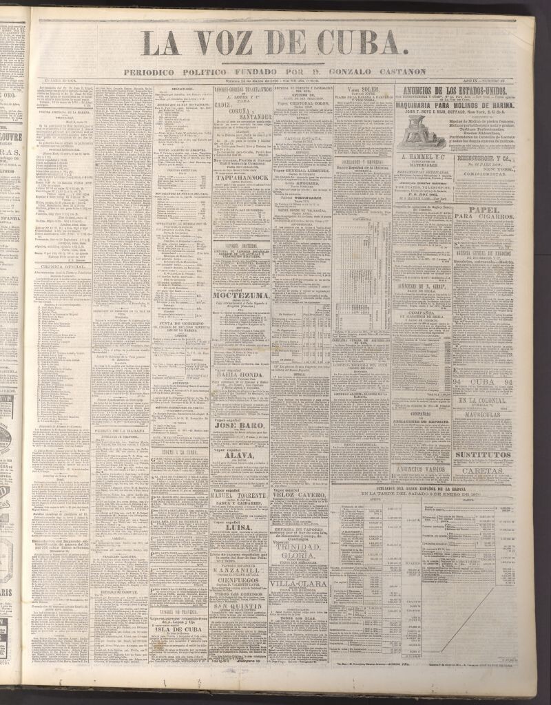 Miniatura de La Voz de Cuba: diario conservador del 14 de enero de 1876