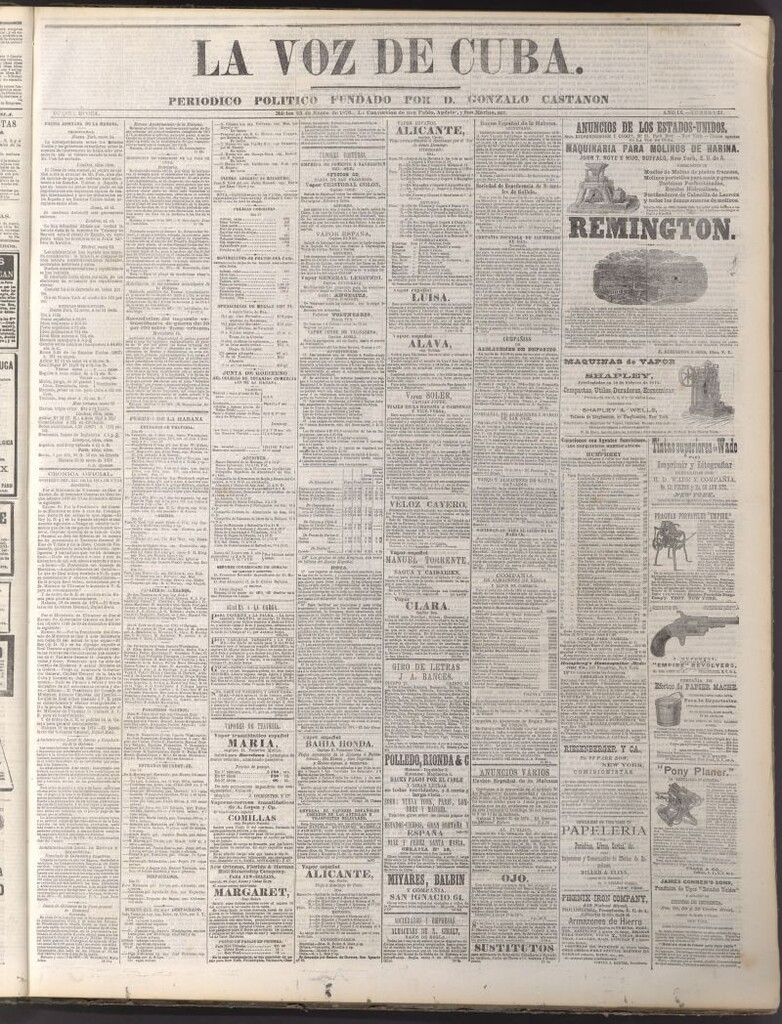 Miniatura de La Voz de Cuba: diario conservador del 25 de enero de 1876