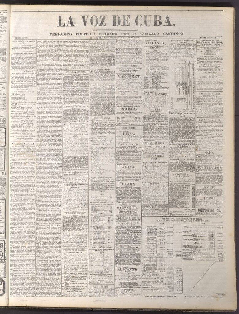 Miniatura de La Voz de Cuba: diario conservador del 26 de enero de 1876