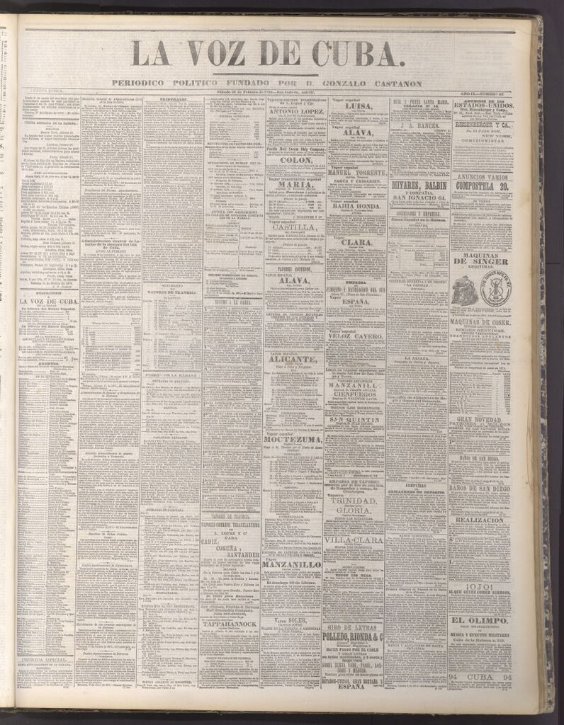 Miniatura de La Voz de Cuba: diario conservador del 19 de febrero de 1876