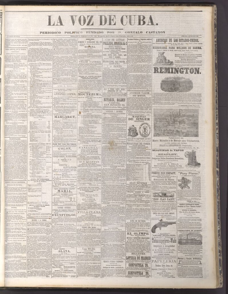 Miniatura de La Voz de Cuba : diario conservador del 22 de febrero de 1876