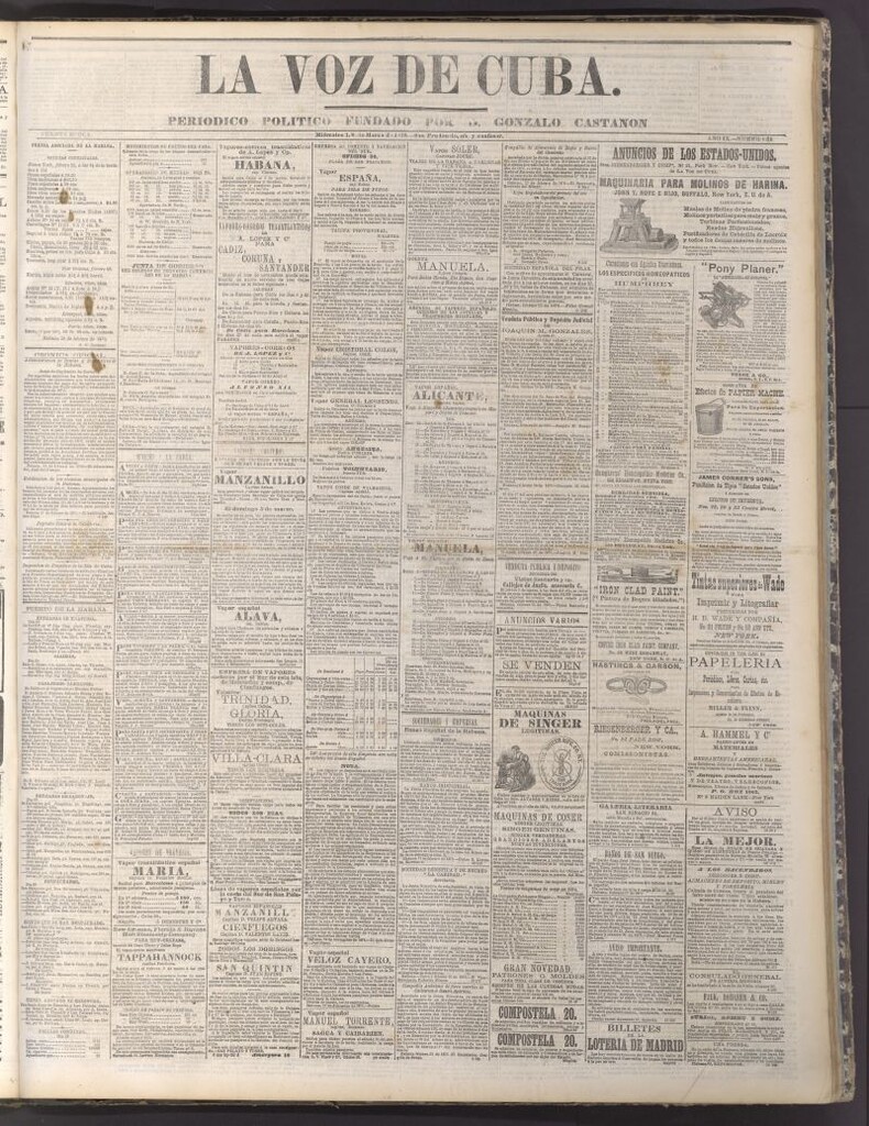 Miniatura de La Voz de Cuba: diario conservador del 1 de marzo de 1876