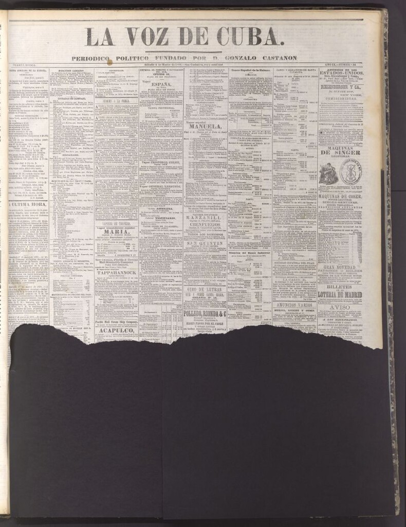 Miniatura de La Voz de Cuba: diario conservador del 4 de marzo de 1876