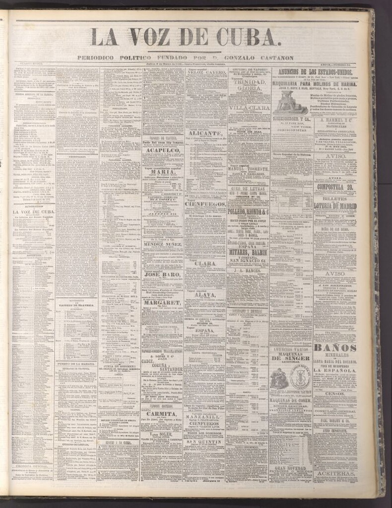 Miniatura de La Voz de Cuba: diario conservador del 9 de marzo de 1876