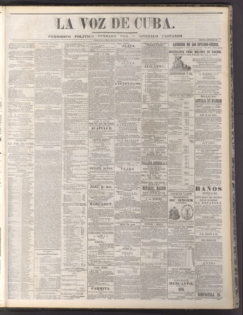 Miniatura de La Voz de Cuba: diario conservador del 10 de marzo de 1876