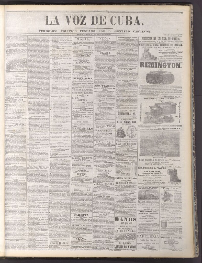 Miniatura de La Voz de Cuba: diario conservador del 14 de marzo de 1876