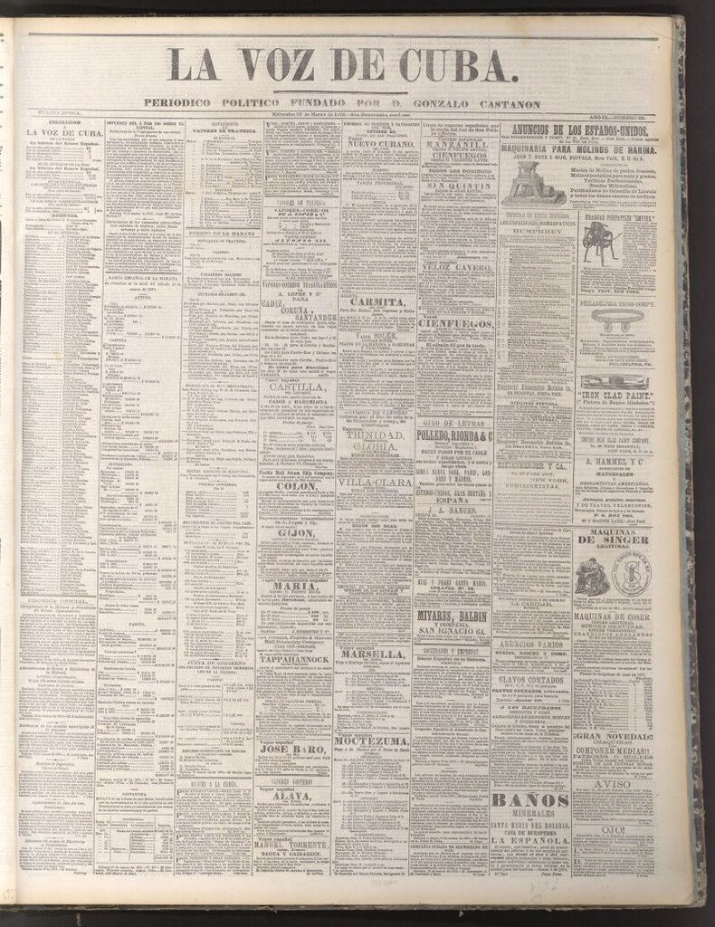 Miniatura de La Voz de Cuba: diario conservador del 22 de marzo de 1876