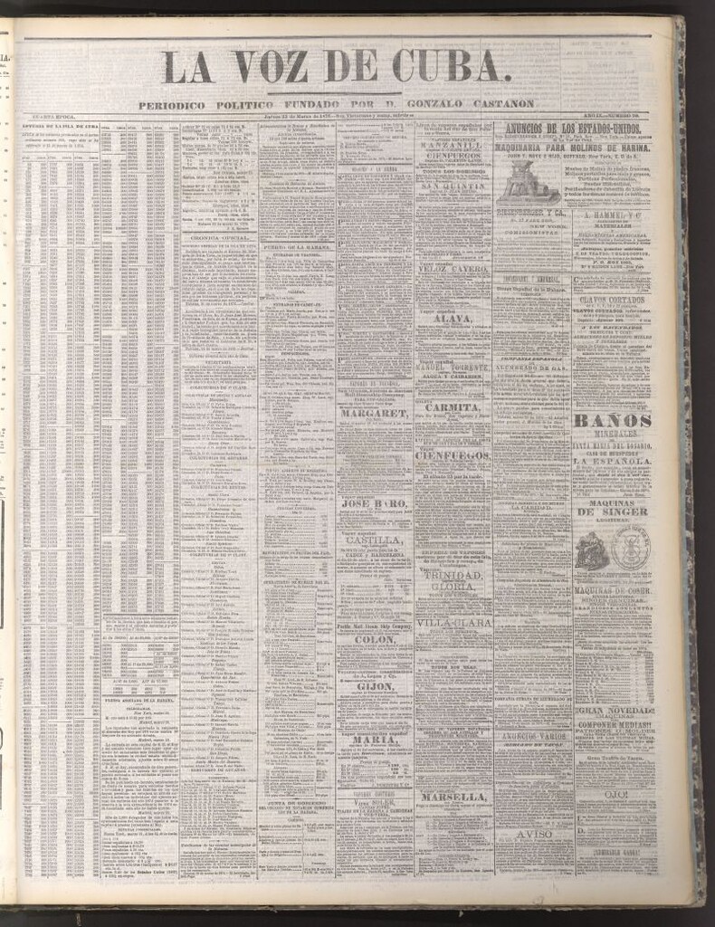 Miniatura de La Voz de Cuba: diario conservador del 23 de marzo de 1876