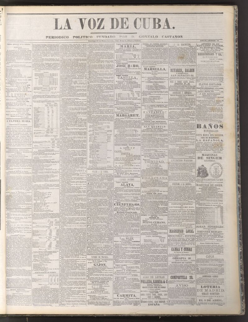 Miniatura de La Voz de Cuba: diario conservador del 26 de marzo de 1876