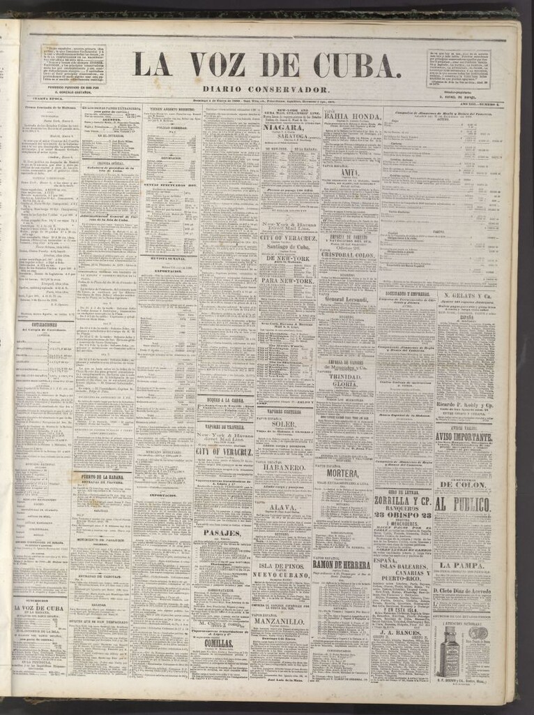 Miniatura de La Voz de Cuba: diario conservador del 4 de enero de 1880
