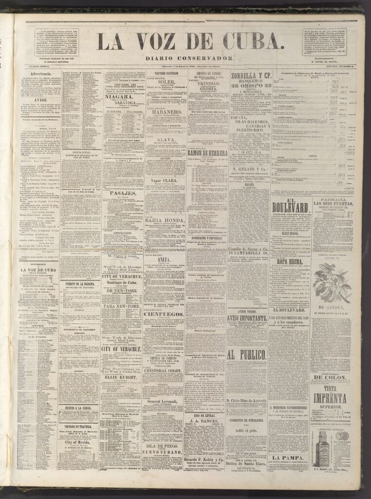Miniatura de La Voz de Cuba: diario conservador del 7 de enero de 1880