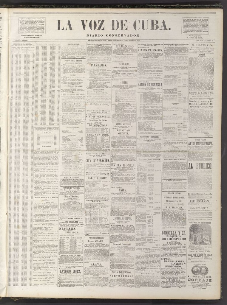 Miniatura de La Voz de Cuba: diario conservador del 8 de enero de 1880