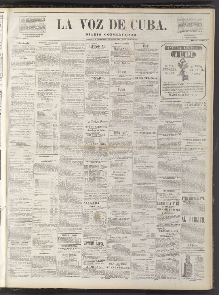 Miniatura de La Voz de Cuba: diario conservador del 11 de enero de 1880