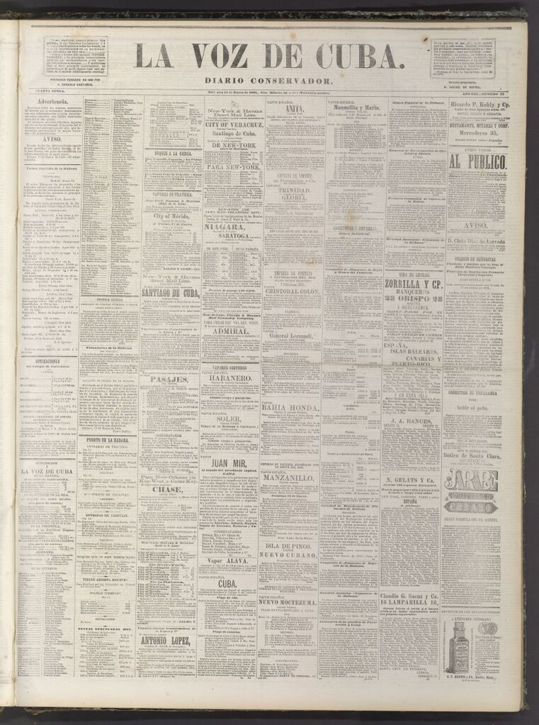Miniatura de La Voz de Cuba: diario conservador del 14 de enero de 1880